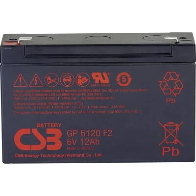 CSB Battery GP 6120 - Batterie 6V 12Ah Sans entretien - Publicité CSB Battery GP 6120 - Batterie 6V 12Ah Sans entretien - Publicité