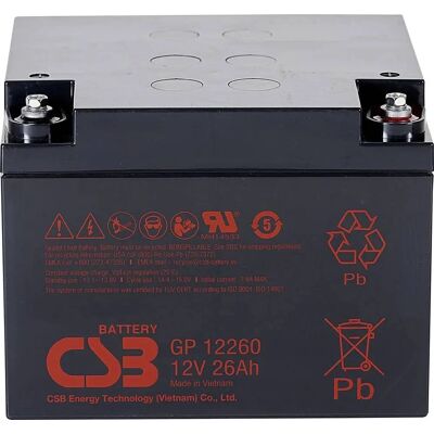 Batería CSB GP 12260 - AGM, 12V 26Ah, Sin mantenimiento Batería CSB GP 12260 - AGM, 12V 26Ah, Sin mantenimiento