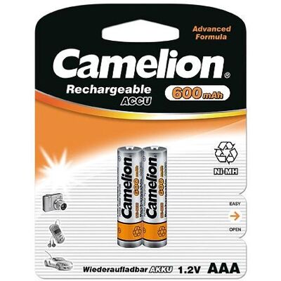 Camelion Modèle NH-AAA600-BP2 Batterie rechargeable AAA - Capacité élevée NiMH - Publicité Camelion Modèle NH-AAA600-BP2 Batterie rechargeable AAA - Capacité élevée NiMH - Publicité