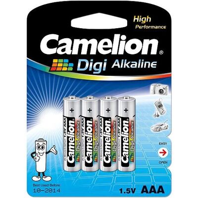 Batería Alcalina Camelion LR03 Micro AAA - Tipo: AAA, 1,5V, 4 unidades. Batería Alcalina Camelion LR03 Micro AAA - Tipo: AAA, 1,5V, 4 unidades.