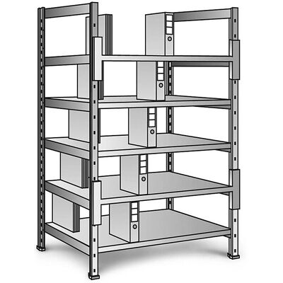 Estantería doble para archivos Kaiserkraft zincada - Modelo básico Estantería doble para archivos Kaiserkraft zincada - Modelo básico
