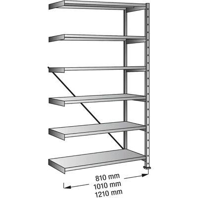 Estantería modular Kaiserkraft - Segura para alimentos, ajustable, 6 baldas Estantería modular Kaiserkraft - Segura para alimentos, ajustable, 6 baldas
