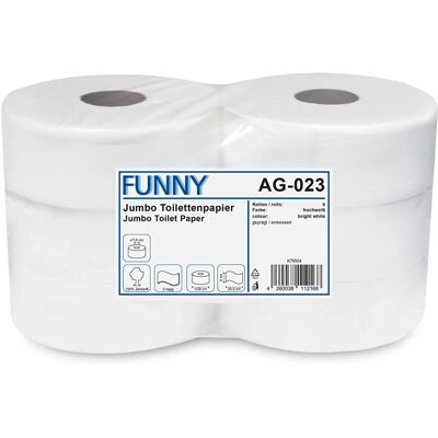 Carta igienica Funny Jumbo a 2 strati - Diametro 28cm, 6 Rotoli Carta igienica Funny Jumbo a 2 strati - Diametro 28cm, 6 Rotoli