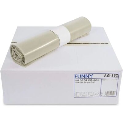 Sacchi per la spazzatura in LDPE rigenerato Funny - 120L Tipo 60 - 250 pezzi Sacchi per la spazzatura in LDPE rigenerato Funny - 120L Tipo 60 - 250 pezzi