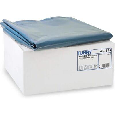 Funny AG-875 Recycelte LDPE Müllsäcke - 240L, Blau, 100 Stk Funny AG-875 Recycelte LDPE Müllsäcke - 240L, Blau, 100 Stk