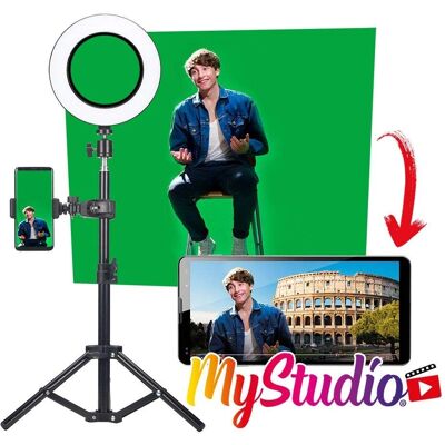 Easypix MyStudio Studio Kit - Green Screen, Stativ, LED-Leuchte Easypix MyStudio Studio Kit - Green Screen, Stativ, LED-Leuchte