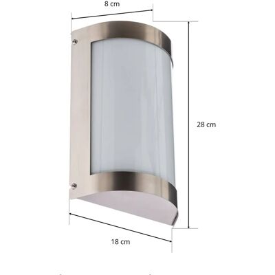 CMD Edelstahl Wandleuchte - 75W, Satiniertes Glas, IP44 CMD Edelstahl Wandleuchte - 75W, Satiniertes Glas, IP44