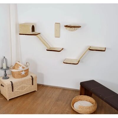 Silvio Design Beige 8-teilig Wand-Kratzbaum-Set Silvio Design Beige 8-teilig Wand-Kratzbaum-Set