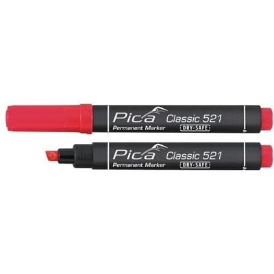 Pica Permanent Marker 521 - Vinkeltip - Rood Pica Permanent Marker 521 - Vinkeltip - Rood
