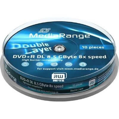 MediaRange MR466 Doppio Strato DVD 8,5GB 8x 10 pezzi MediaRange MR466 Doppio Strato DVD 8,5GB 8x 10 pezzi