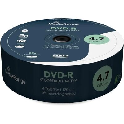 MediaRange MR403 4,7 GB DVD-R Scheiben - 16X, 25 Stück MediaRange MR403 4,7 GB DVD-R Scheiben - 16X, 25 Stück