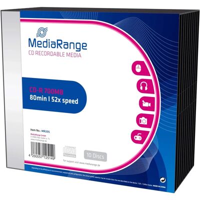 MediaRange MR205 700MB 52x Slimcase Pack - CD-R Discs MediaRange MR205 700MB 52x Slimcase Pack - CD-R Discs