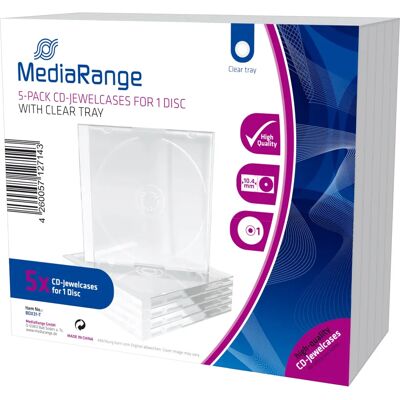 MediaRange Box31-T - Étui transparent pour 1 disque MediaRange Box31-T - Étui transparent pour 1 disque