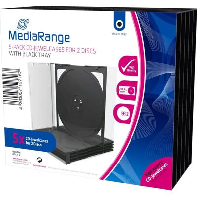 MediaRange Compact 2-Disques Boîtier en Plastique Noir Transparent - Boîtier pour Disques Optiques MediaRange Compact 2-Disques Boîtier en Plastique Noir Transparent - Boîtier pour Disques Optiques