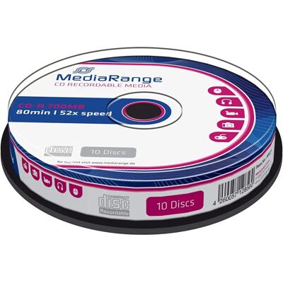 MediaRange CD-R 700 MB - 52x, 10 pezzi, Memoria dati MediaRange CD-R 700 MB - 52x, 10 pezzi, Memoria dati