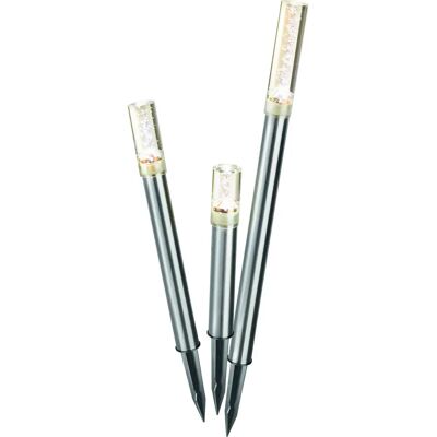 Esotec Außenleuchten LED-Solar-Leuchtstäbe, warmweiß, 3er Set Silber - solar LED light sticks Esotec Außenleuchten LED-Solar-Leuchtstäbe, warmweiß, 3er Set Silber - solar LED light sticks