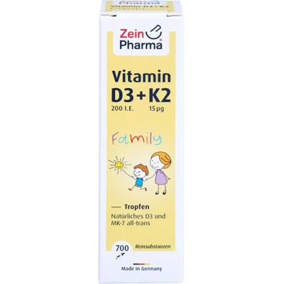Zein Pharma Vitamin D3 + K2 Familien Tropfen - 20 ml Zein Pharma Vitamin D3 + K2 Familien Tropfen - 20 ml
