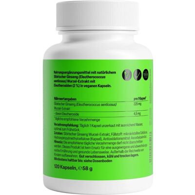 Zein Pharma Siberischer Ginseng - 225mg - 120 Veggie Kapseln Zein Pharma Siberischer Ginseng - 225mg - 120 Veggie Kapseln