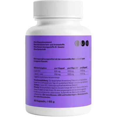 Zein Pharma L-Lysine - 500mg - 90 Vegetarian Capsules - Dietary Supplement Zein Pharma L-Lysine - 500mg - 90 Vegetarian Capsules - Dietary Supplement