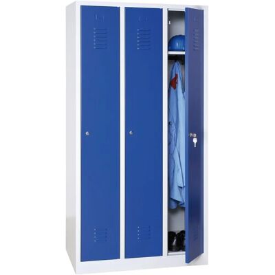 Gürkan Spind lichtgrau, enzianblau 3 Fächer - Schrank Gürkan Spind lichtgrau, enzianblau 3 Fächer - Schrank