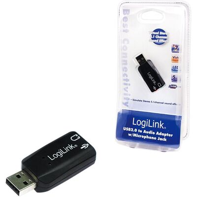 Placa de som USB LogiLink com áudio 3D virtual Placa de som USB LogiLink com áudio 3D virtual
