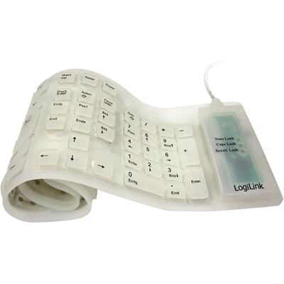 Logilink Weiß Wasserfeste Tastatur - Deutsch - 106 Tasten - Faltbar Logilink Weiß Wasserfeste Tastatur - Deutsch - 106 Tasten - Faltbar