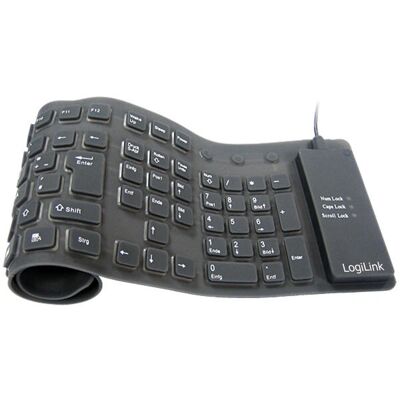 Clavier étanche flexible LogiLink - 106 Touches - Noir - Publicité Clavier étanche flexible LogiLink - 106 Touches - Noir - Publicité