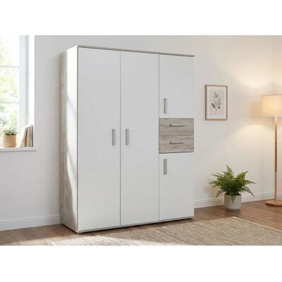 ARTHUR BERNDT Bente Kleiderschrank - 4-türig, Braun/Weiß, 130x188x54cm ARTHUR BERNDT Bente Kleiderschrank - 4-türig, Braun/Weiß, 130x188x54cm