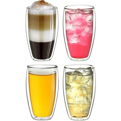 Copos térmicos Creano (4 peças), altos, em vidro borossilicato, 400 ml, brancos Copos térmicos Creano (4 peças), altos, em vidro borossilicato, 400 ml, brancos