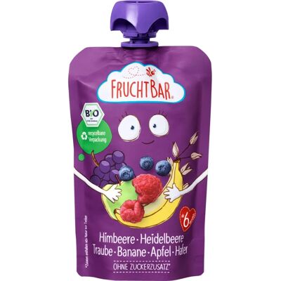 FRUCHTBAR - 3851 - Raspberry-Blueberry-Oat - BIO - Fruchtmousse FRUCHTBAR - 3851 - Raspberry-Blueberry-Oat - BIO - Fruchtmousse