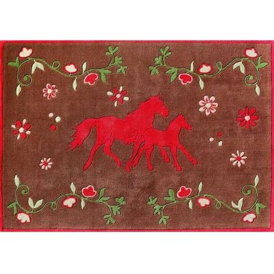 PFERDEFREUNDE Brauner Kinderteppich - Pferde Motiv, 110x170cm - Kinderzimmer PFERDEFREUNDE Brauner Kinderteppich - Pferde Motiv, 110x170cm - Kinderzimmer