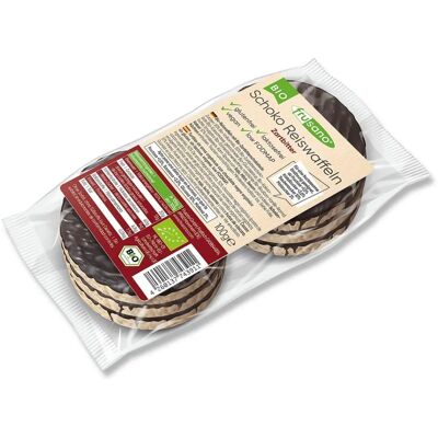Tortitas de arroz orgánicas con chocolate negro - Frusano Tortitas de arroz orgánicas con chocolate negro - Frusano