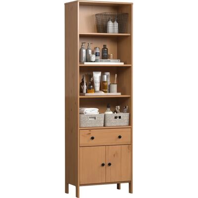 WELLTIME Kall Badezimmer Schrank aus Massivholz Kiefer - 2 Türen, 1 Schublade, 6 Fächer WELLTIME Kall Badezimmer Schrank aus Massivholz Kiefer - 2 Türen, 1 Schublade, 6 Fächer