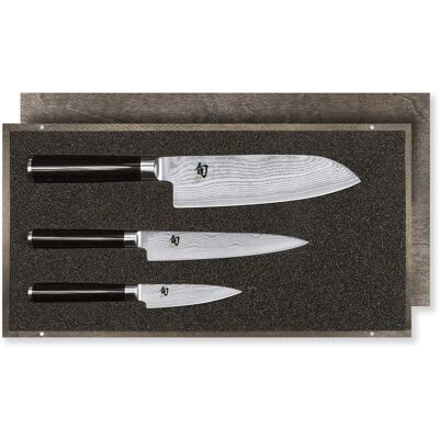 Conjunto de Facas de Cozinha Kai DMS-310 - Descascador, Multiuso, Santoku Conjunto de Facas de Cozinha Kai DMS-310 - Descascador, Multiuso, Santoku