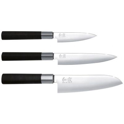 Juego de Cuchillos Wasabi Black de KAI - 3 Piezas, Mango Ergonómico Juego de Cuchillos Wasabi Black de KAI - 3 Piezas, Mango Ergonómico