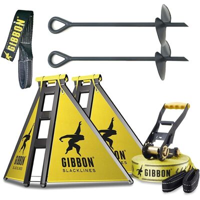 Gibbon Independence Kit Classic - Set slackline regolabile per giardino Gibbon Independence Kit Classic - Set slackline regolabile per giardino