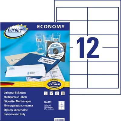 Europe100 ELA039 Étiquettes d'Adresse - Address Labels - Publicité Europe100 ELA039 Étiquettes d'Adresse - Address Labels - Publicité