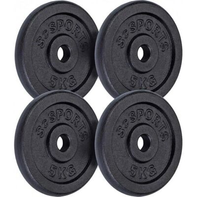 Ensemble de Plaques de Poids ScSPORTS 20kg - Fonte Robuste - 4x5kg - Noir - Équipement de Fitness à Domicile - Publicité Ensemble de Plaques de Poids ScSPORTS 20kg - Fonte Robuste - 4x5kg - Noir - Équipement de Fitness à Domicile - Publicité