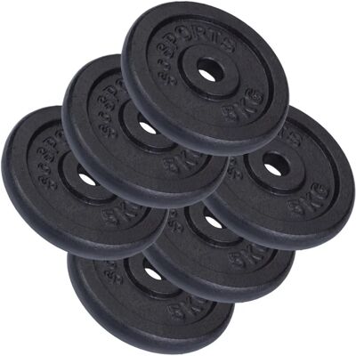Ensemble de Disques de Poids ScSPORTS - 30kg, Fonte, 6 pièces - Équipement de Fitness - Publicité Ensemble de Disques de Poids ScSPORTS - 30kg, Fonte, 6 pièces - Équipement de Fitness - Publicité