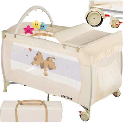 tectake Kinder Reisebett mit Wickelmatte - Beige tectake Kinder Reisebett mit Wickelmatte - Beige
