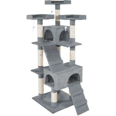 Arbre à chat TecTake avec griffoirs - Gris - Publicité Arbre à chat TecTake avec griffoirs - Gris - Publicité