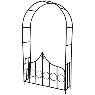 tectake Gartenbogen mit Tor - Metall-Bogen, Grün tectake Gartenbogen mit Tor - Metall-Bogen, Grün