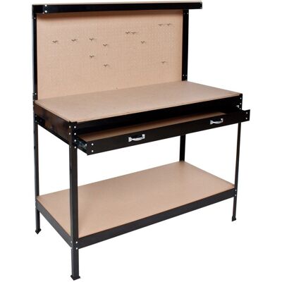 Banco de trabajo tectake con cajón - 120x60x156cm, negro Banco de trabajo tectake con cajón - 120x60x156cm, negro