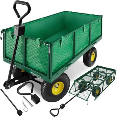 Chariot de jardin tectake avec capacité max 550kg - vert - Publicité Chariot de jardin tectake avec capacité max 550kg - vert - Publicité