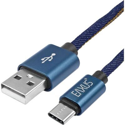 Câble de charge et transfert USB-C 1m style jean - Publicité Câble de charge et transfert USB-C 1m style jean - Publicité