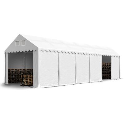 Tente de stockage 3x12m TOOLPORT - Blanc - Publicité Tente de stockage 3x12m TOOLPORT - Blanc - Publicité
