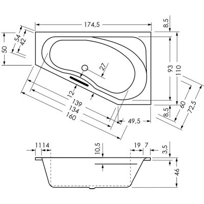 Repabad Tika Bad - Eckbadewanne, Links - 175x110cm Repabad Tika Bad - Eckbadewanne, Links - 175x110cm