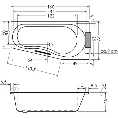 Repabad Tika links - Raumspar-Badewanne 160 x 75 cm Repabad Tika links - Raumspar-Badewanne 160 x 75 cm