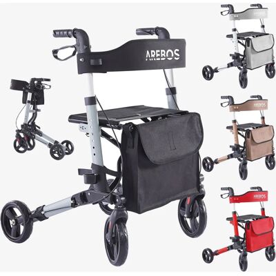 Arebos Lightweight Aluminium Folding Walker - 4 Wheel Walk Frame - Black Arebos Lightweight Aluminium Folding Walker - 4 Wheel Walk Frame - Black