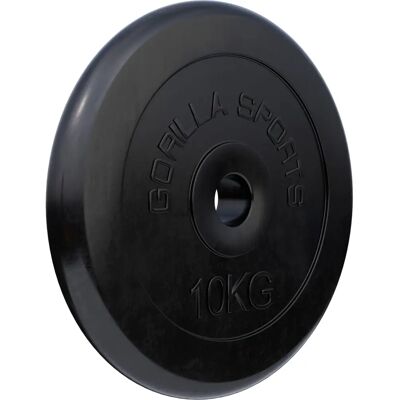 Gorilla Sports Gjutjärns gummibelagd viktplatta - 10kg Gorilla Sports Gjutjärns gummibelagd viktplatta - 10kg